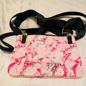 Betsy Johnson, Crossbody, purse, pink and white swirl